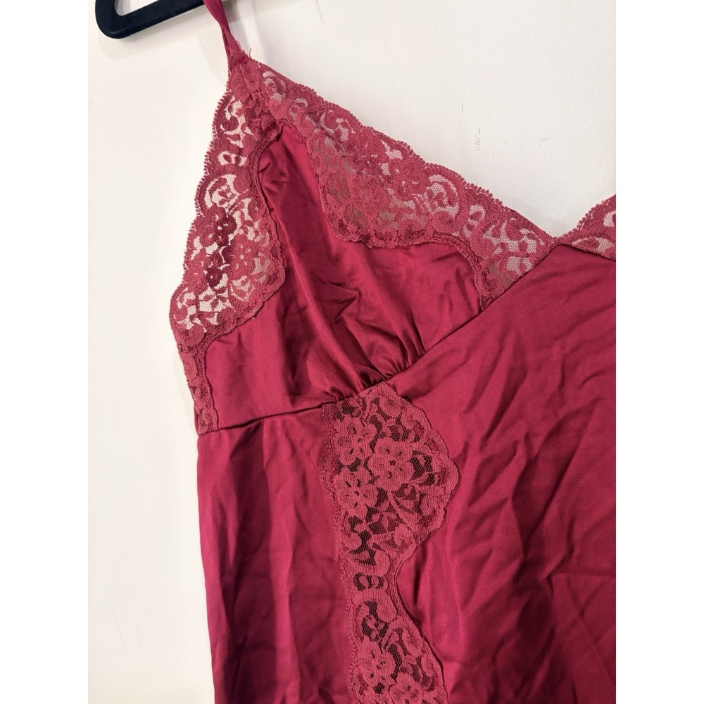 Vintage Blush Burgundy Nylon Lace Cami Cami Top Lingerie Sleepwear Medium - Picture 4 of 5